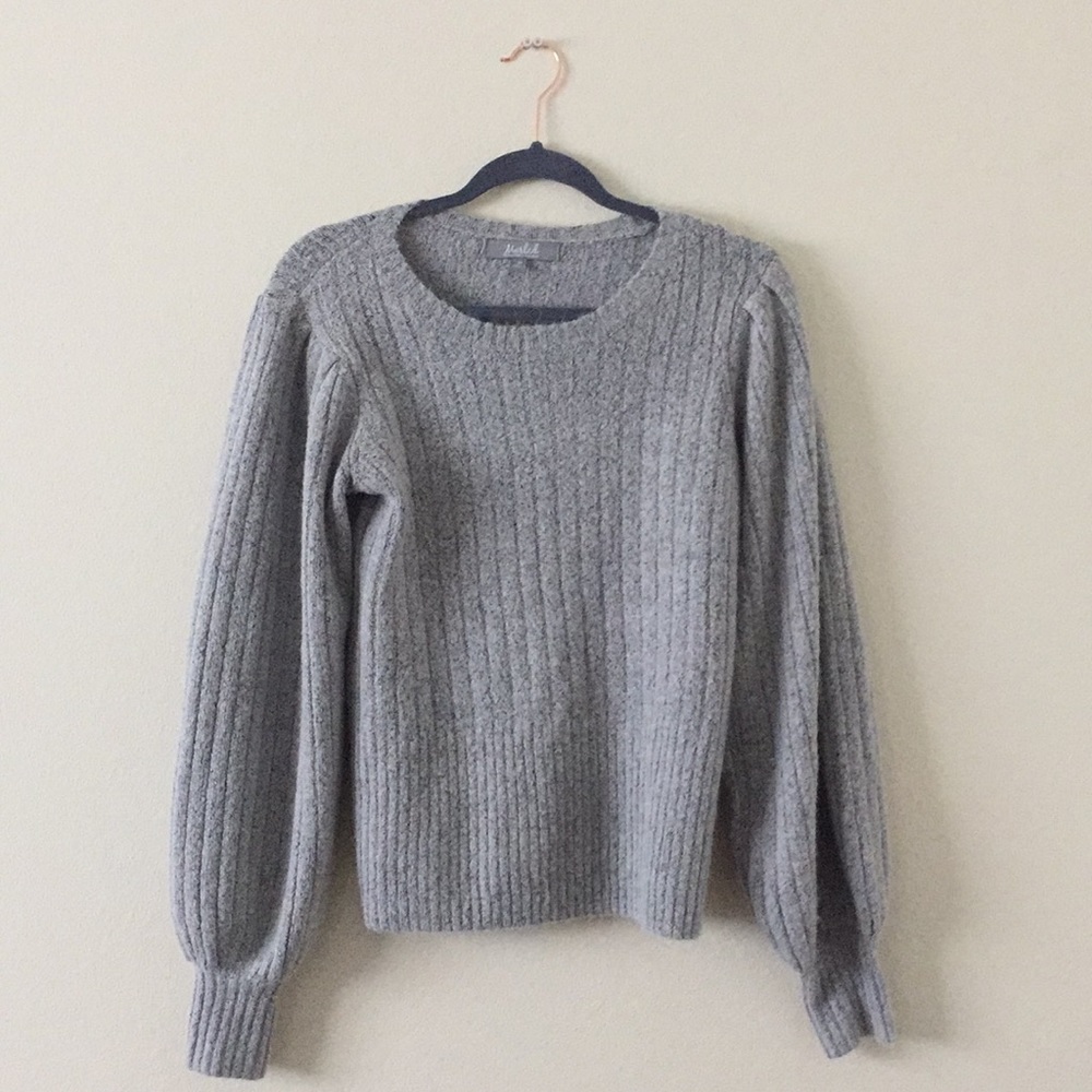 Gray bishop-sleeve sweater